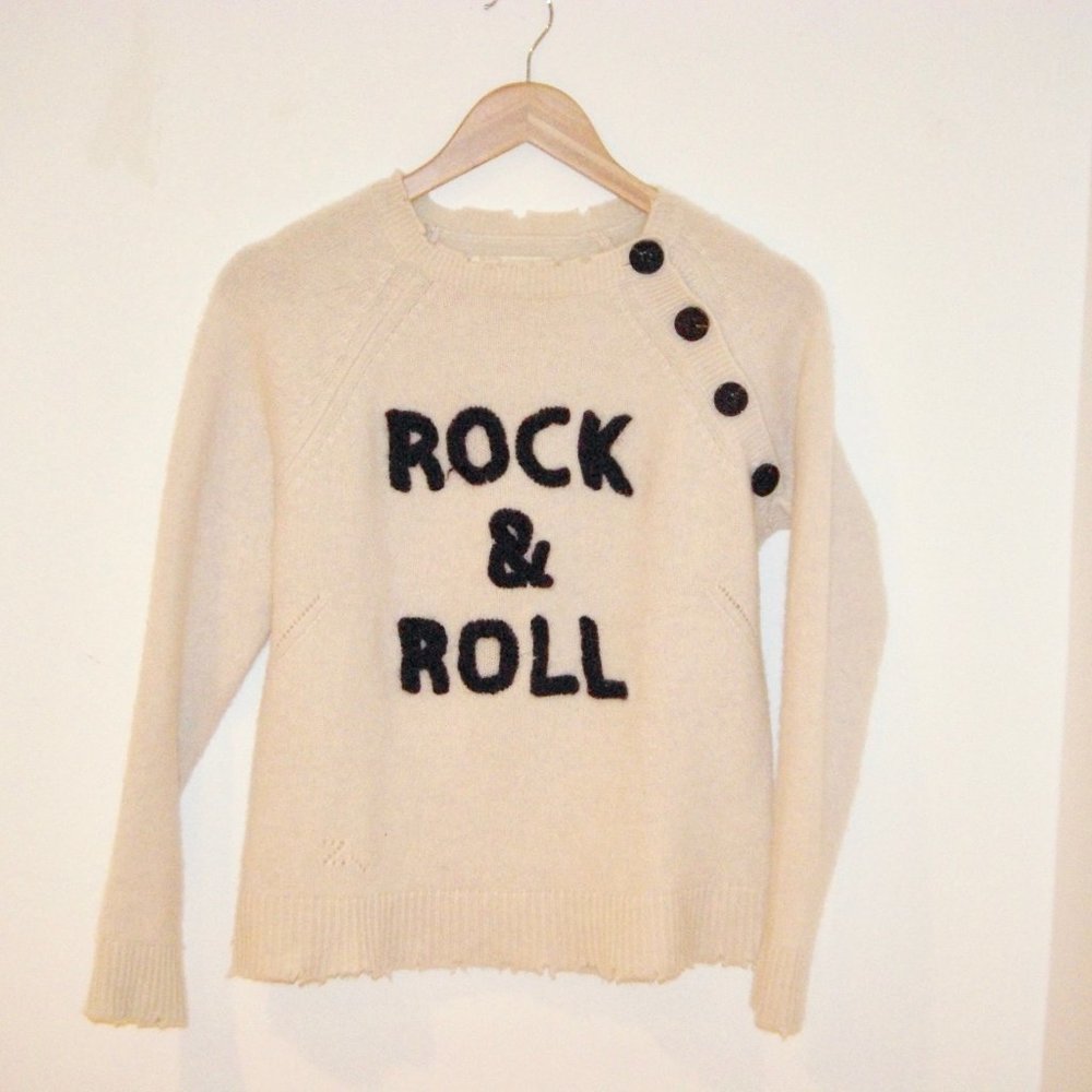 Zadig & Voltaire Cashmere Sweater Ivory Rock & Roll size Small S size WGMZ1117F